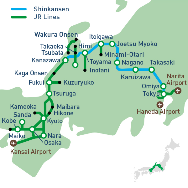 Passe Hokuriku Arch para Osaka-Tóquio